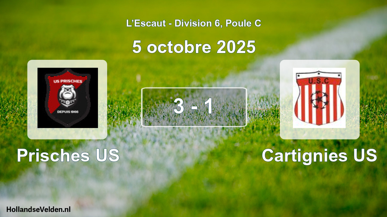 Match joué: Prisches US - Cartignies US 3 - 1 (5 octobre 2025)