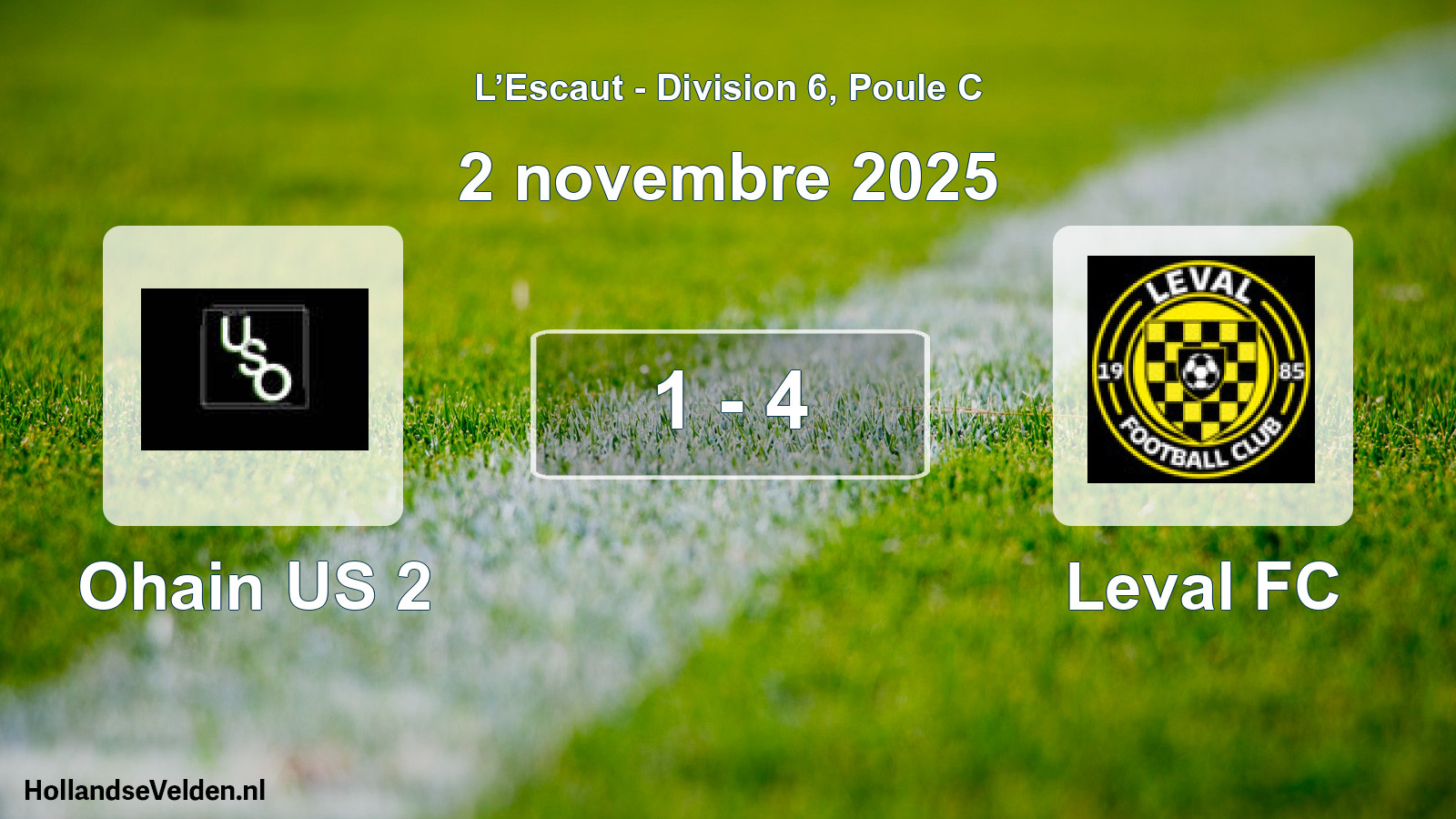 Gespeelde wedstrijd: Ohain US 2 - Leval FC 1 - 4 (2 november 2025)