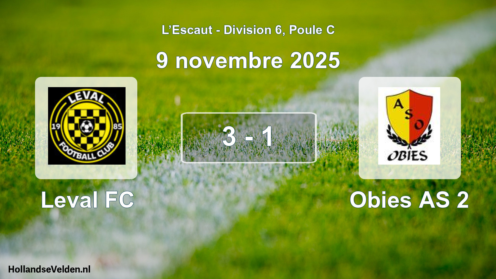 Match joué: Leval FC - Obies AS 2 3 - 1 (9 novembre 2025)