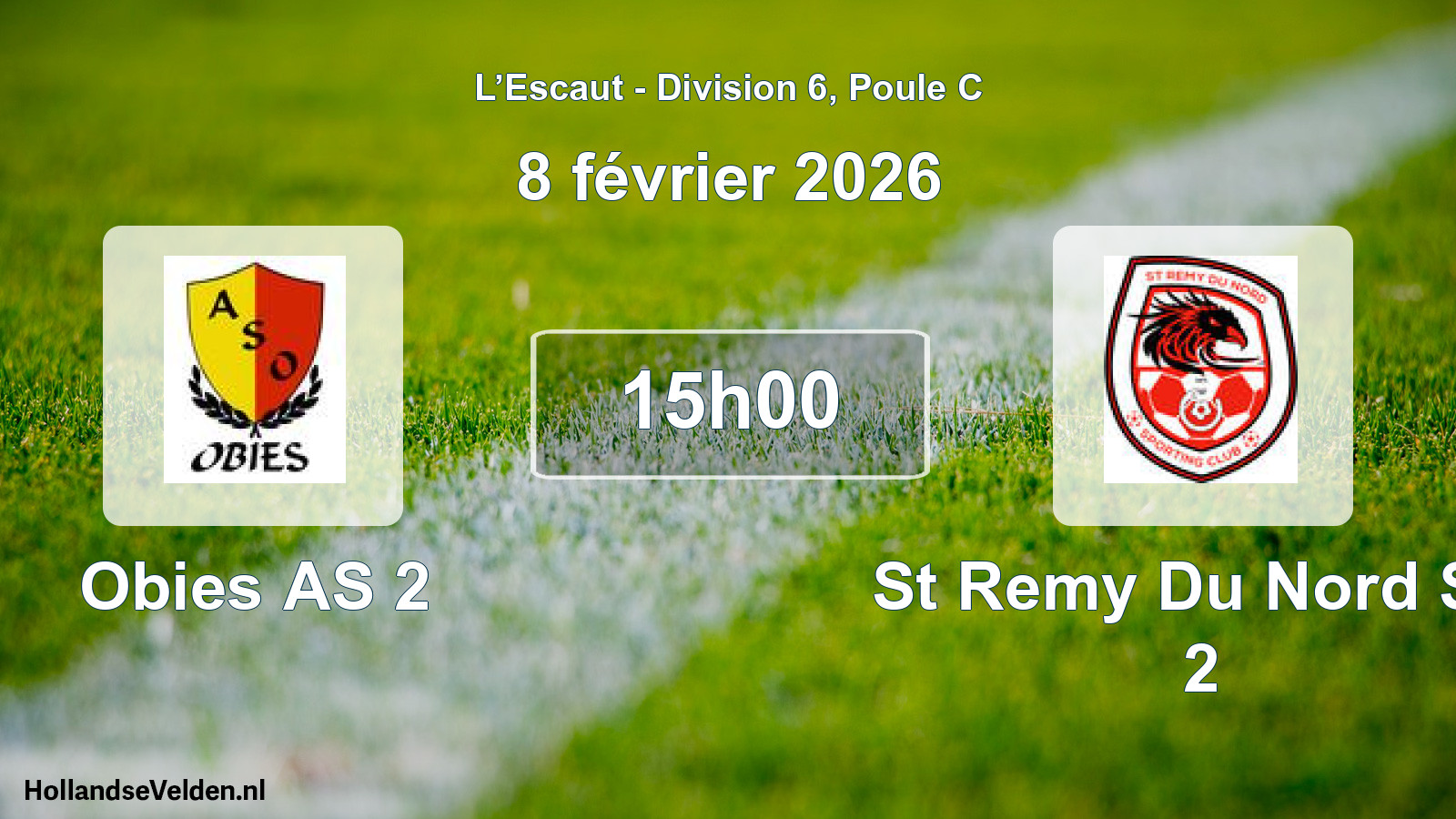 Match programmé: Obies AS 2 - St Remy Du Nord SC 2 (8 février 2026)