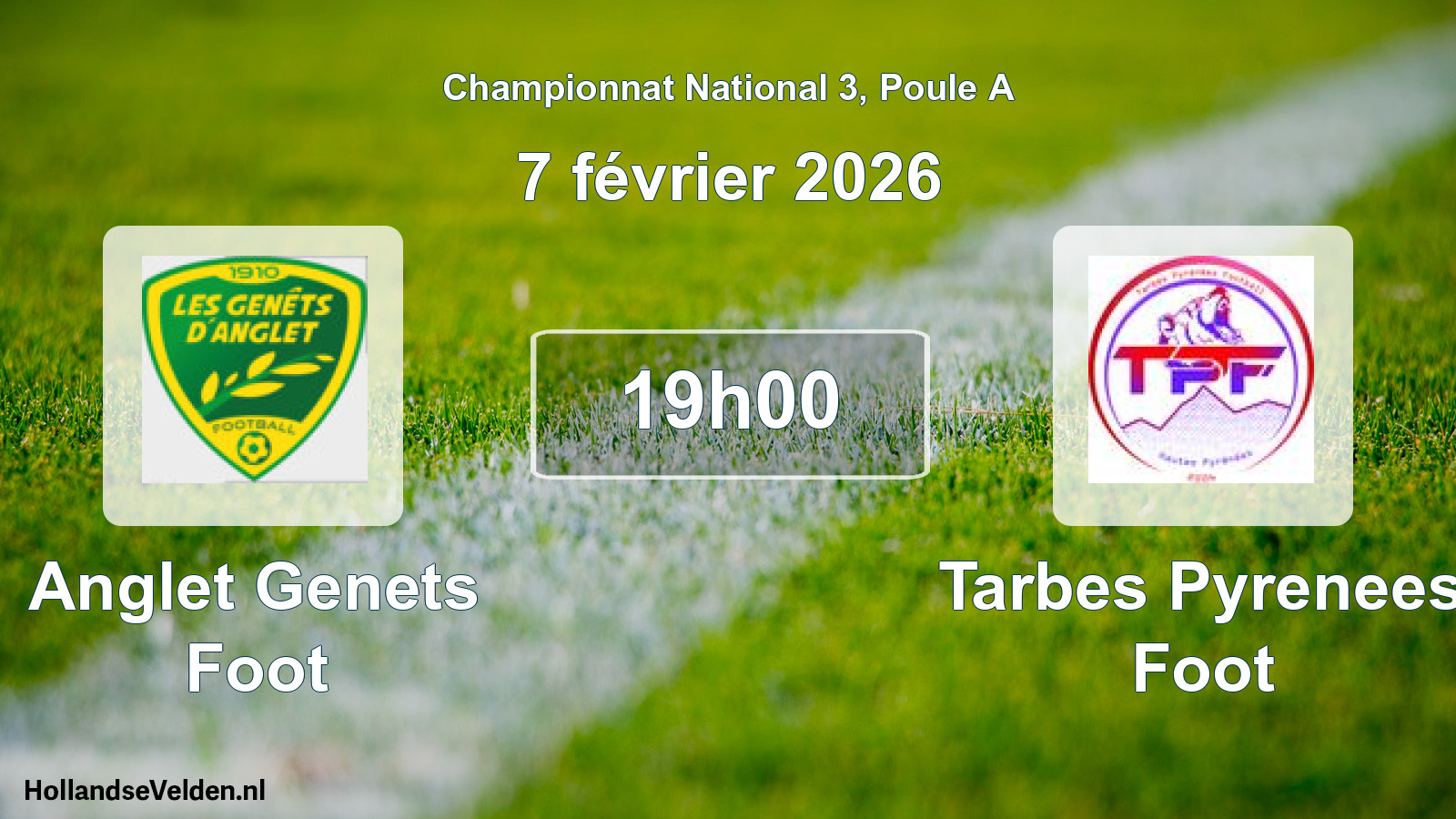 Geplande wedstrijd: Anglet Genets Foot - Tarbes Pyrenees Foot (7 février 2026)