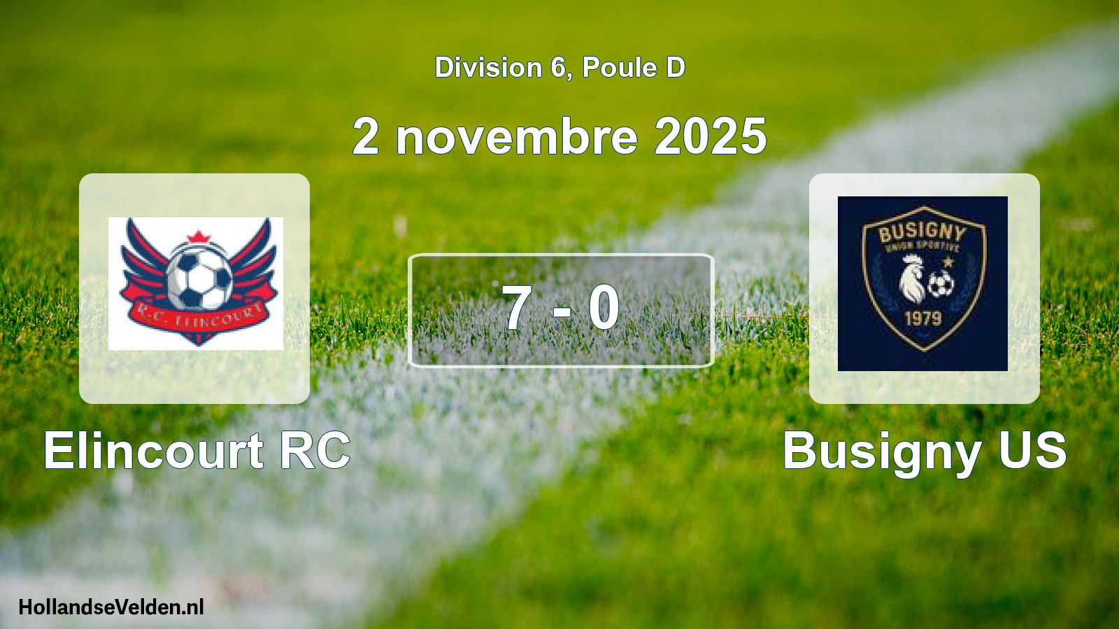 Total number of matches played: Elincourt RC - Busigny US 7 - 0 (2 November 2025)