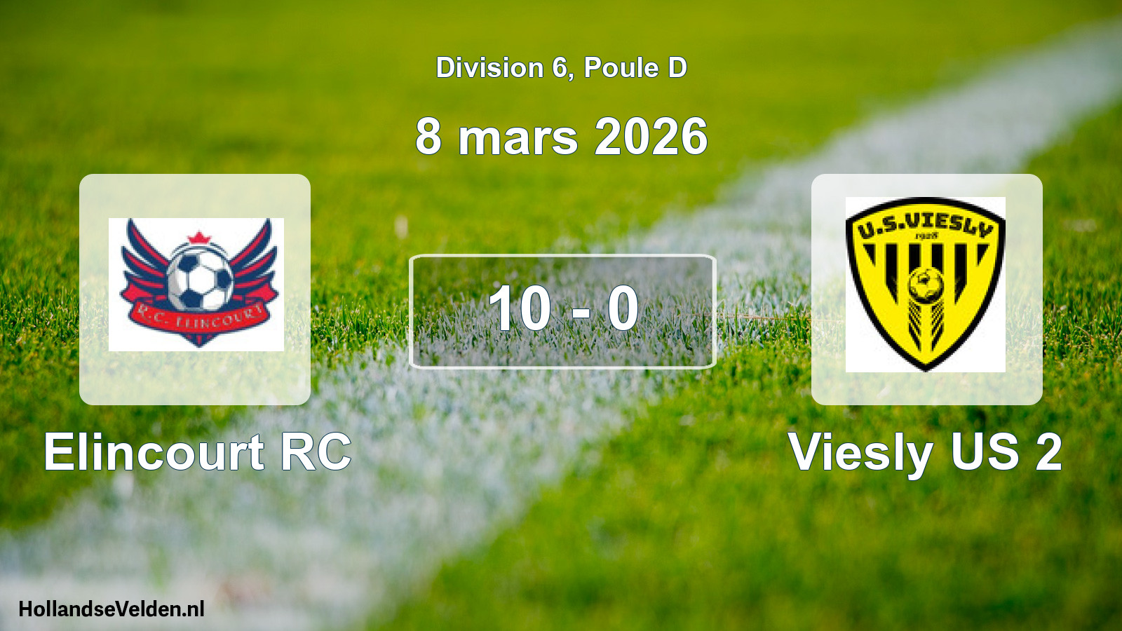 Total number of matches played: Elincourt RC - Viesly US 2 10 - 0 (8 March 2026)