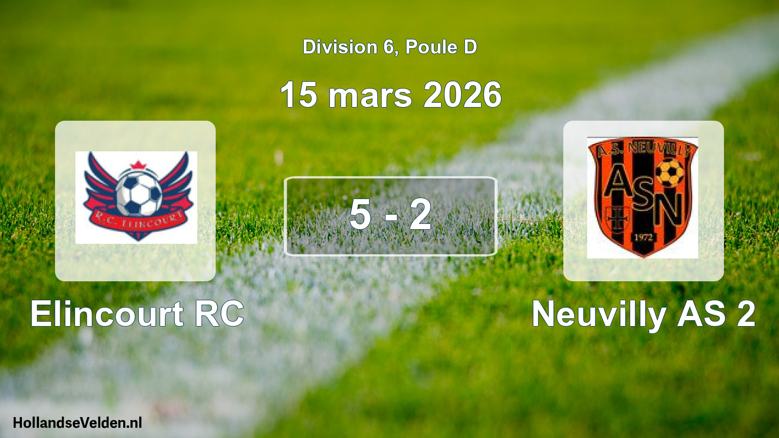 Total number of matches played: Elincourt RC - Neuvilly AS 2 5 - 2 (15 March 2026)