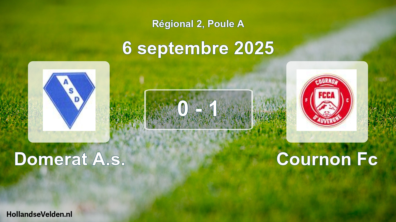 Gespeelde wedstrijd: Domerat A.s. - Cournon Fc 0 - 1 (6 septembre 2025)