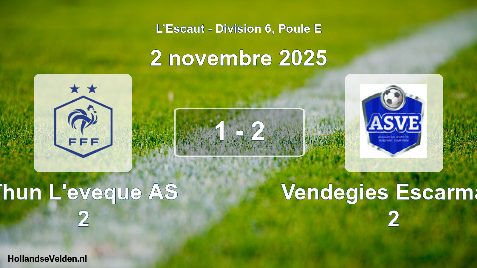 Total number of matches played: Thun L'eveque AS 2 - Vendegies Escarmain 2 1 - 2 (2 November 2025)