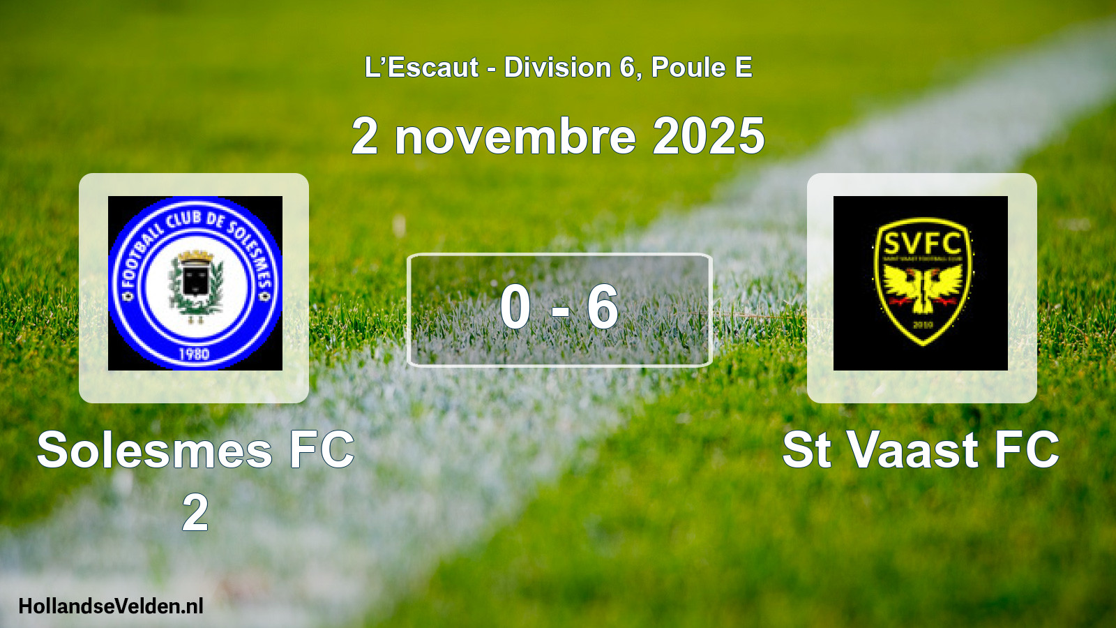 Match joué: Solesmes FC 2 - St Vaast FC 0 - 6 (2 novembre 2025)