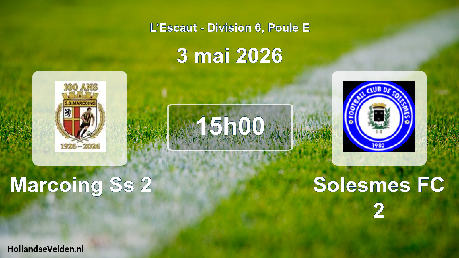Match programmé: Marcoing Ss 2 - Solesmes FC 2 (3 mai 2026)