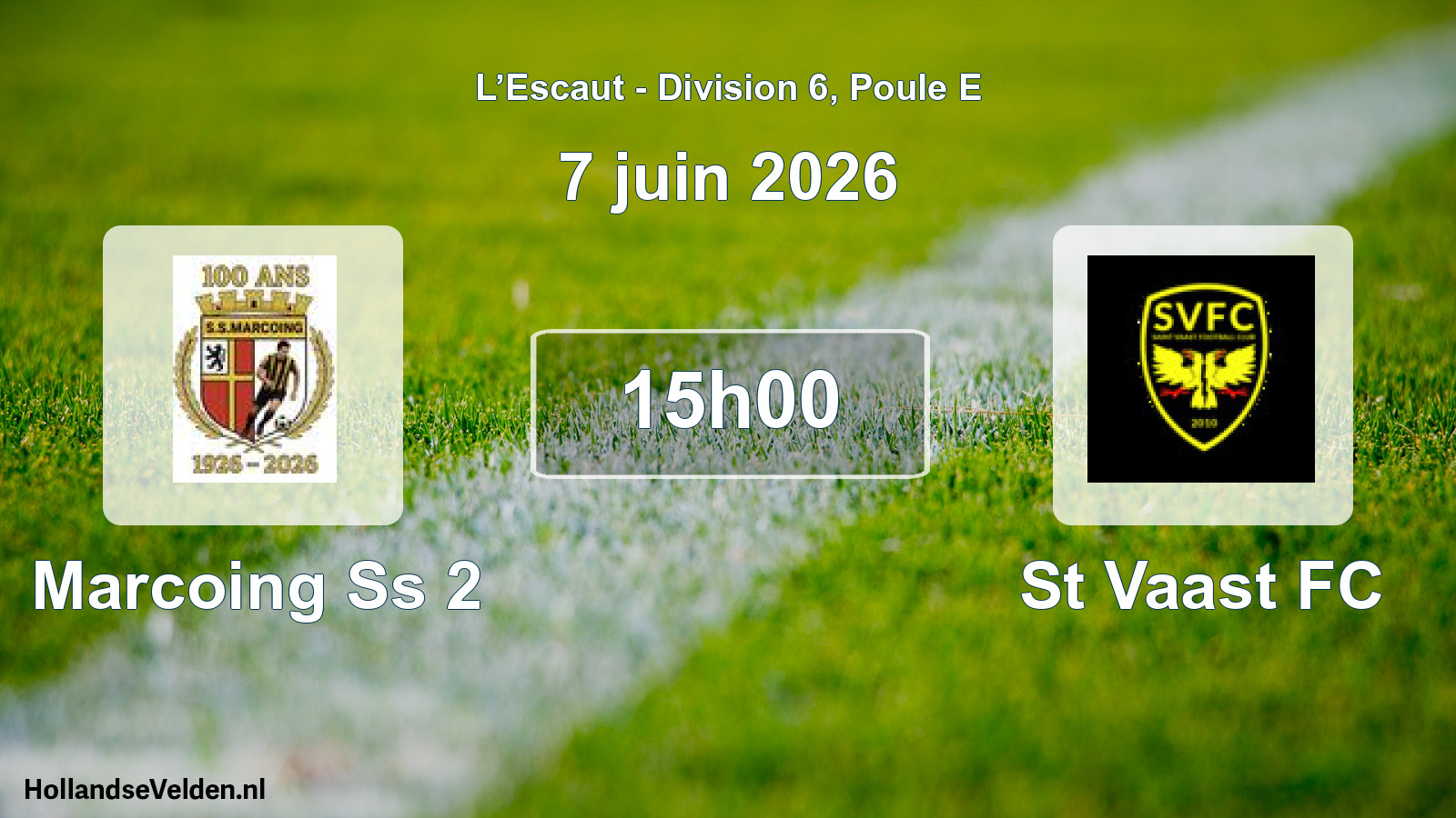 Match programmé: Marcoing Ss 2 - St Vaast FC (7 juin 2026)