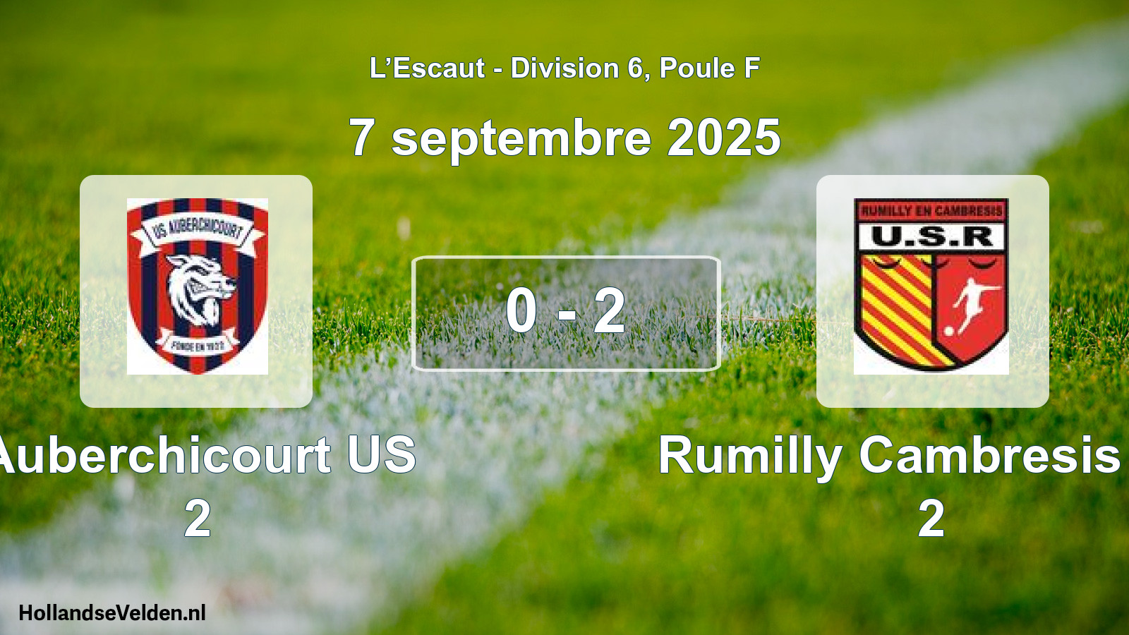 Match joué: Auberchicourt US 2 - Rumilly Cambresis US 2 0 - 2 (7 septembre 2025)