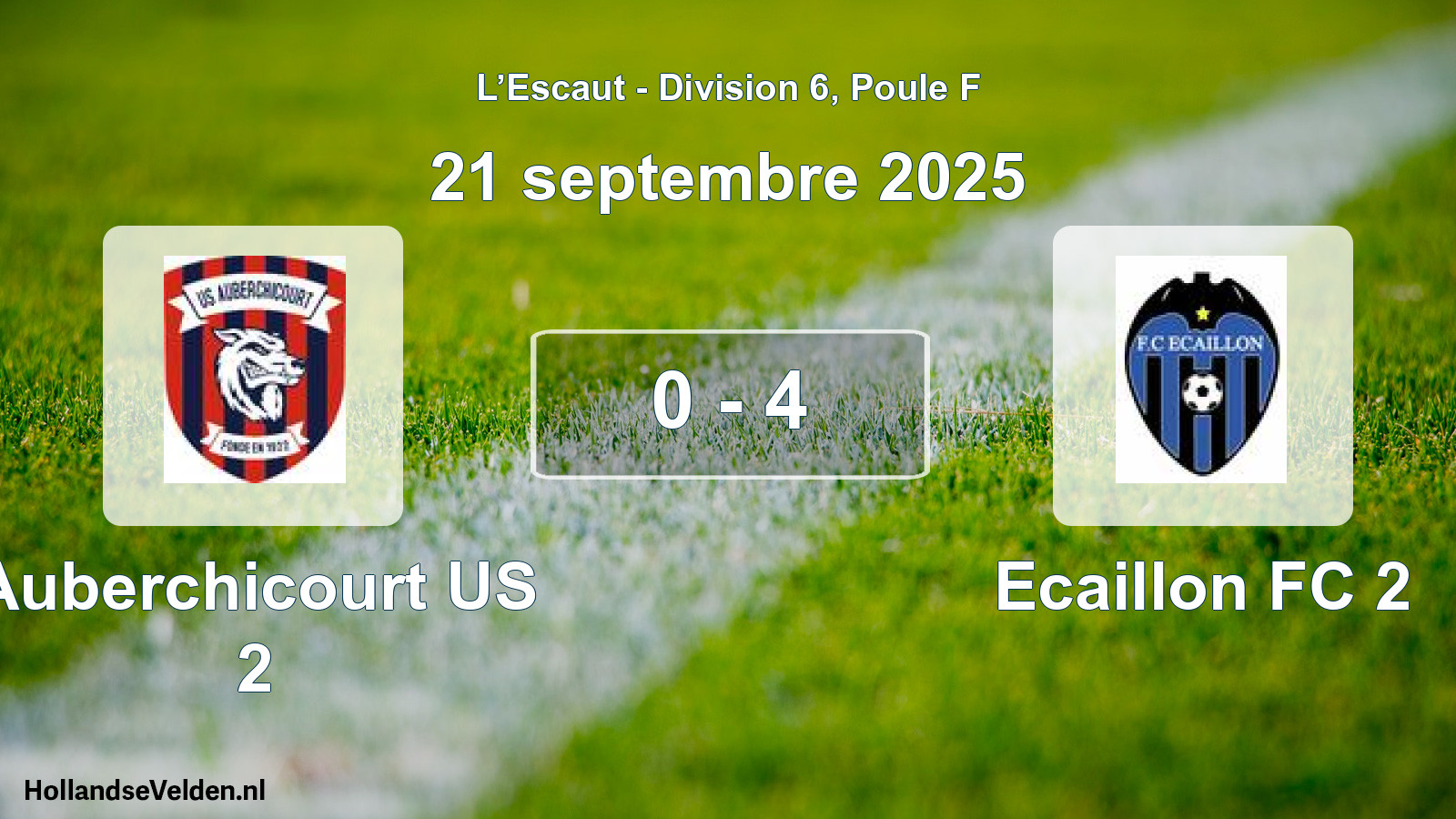 Gespeelde wedstrijd: Auberchicourt US 2 - Ecaillon FC 2 0 - 4 (21 september 2025)