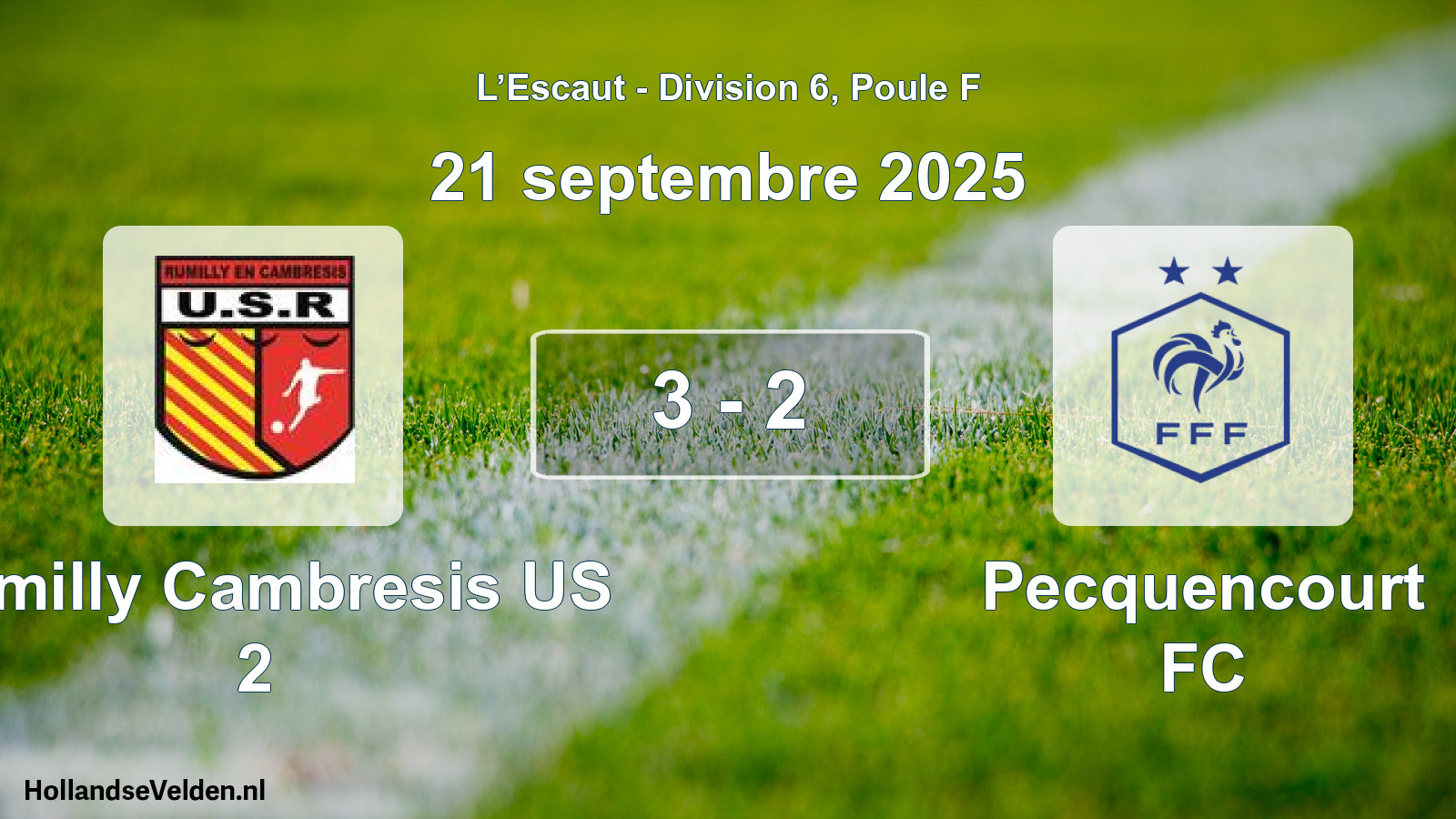 Match joué: Rumilly Cambresis US 2 - Pecquencourt FC 3 - 2 (21 septembre 2025)