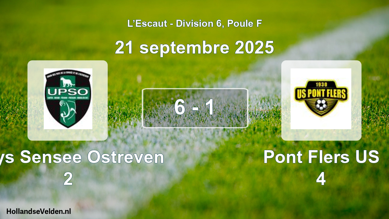 Match joué: Pays Sensee Ostreven 2 - Pont Flers US 4 6 - 1 (21 septembre 2025)