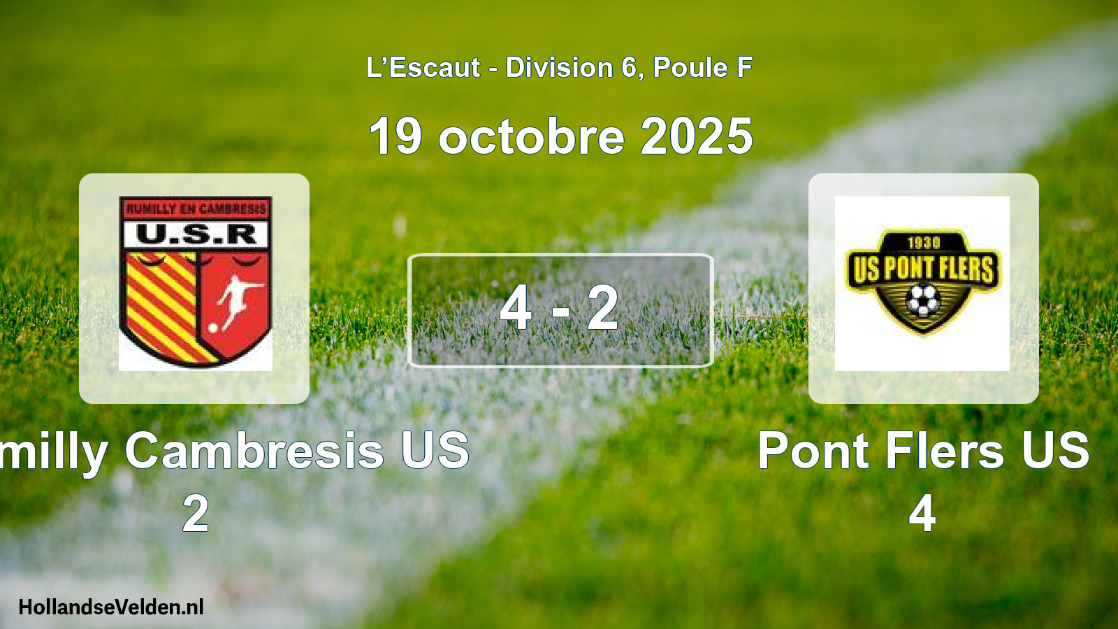 Match joué: Rumilly Cambresis US 2 - Pont Flers US 4 4 - 2 (19 octobre 2025)