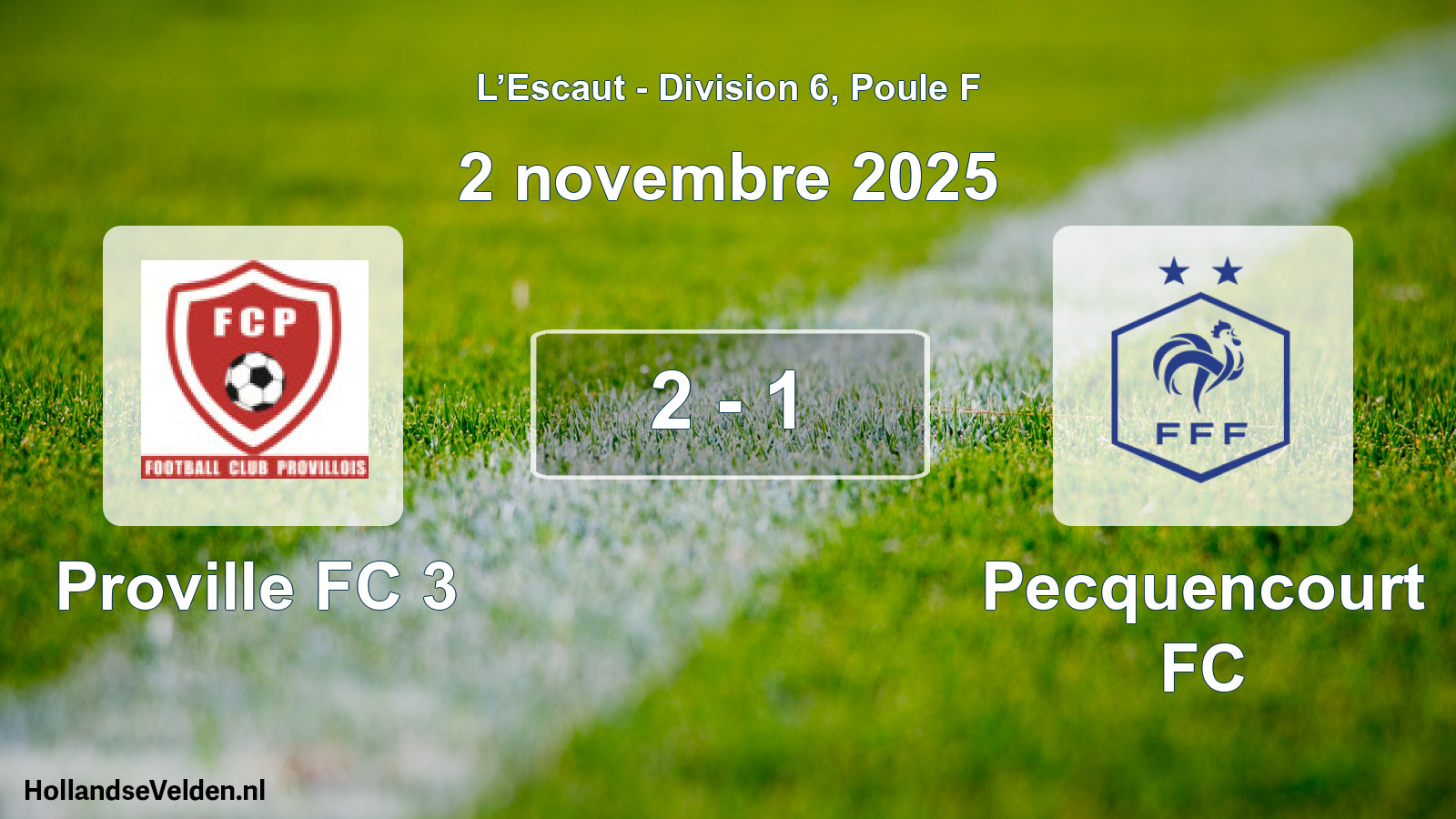 Match joué: Proville FC 3 - Pecquencourt FC 2 - 1 (2 novembre 2025)