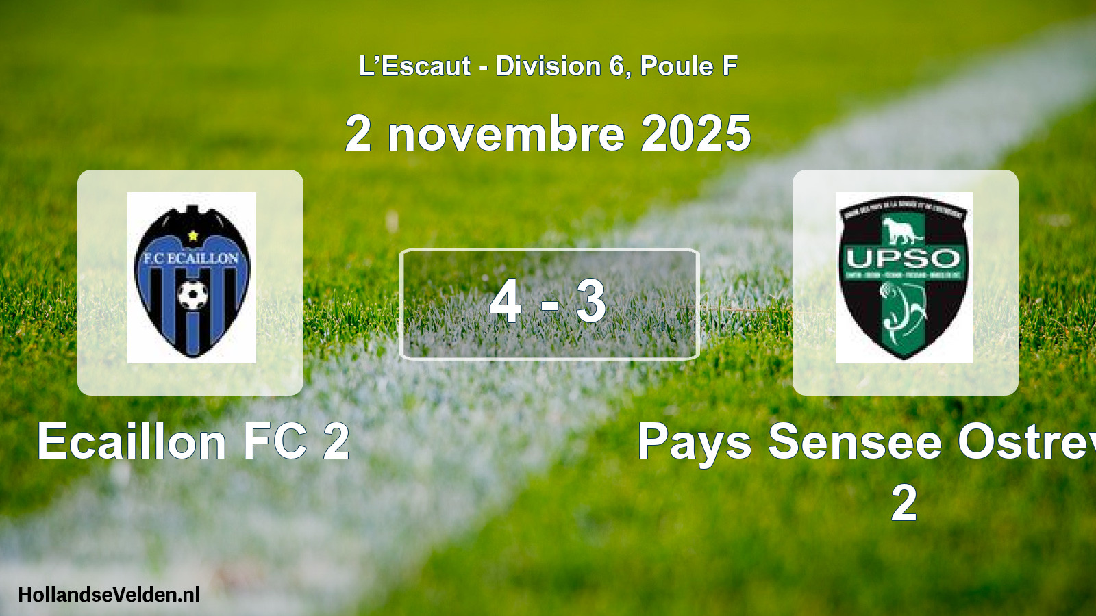 Total number of matches played: Ecaillon FC 2 - Pays Sensee Ostreven 2 4 - 3 (2 November 2025)