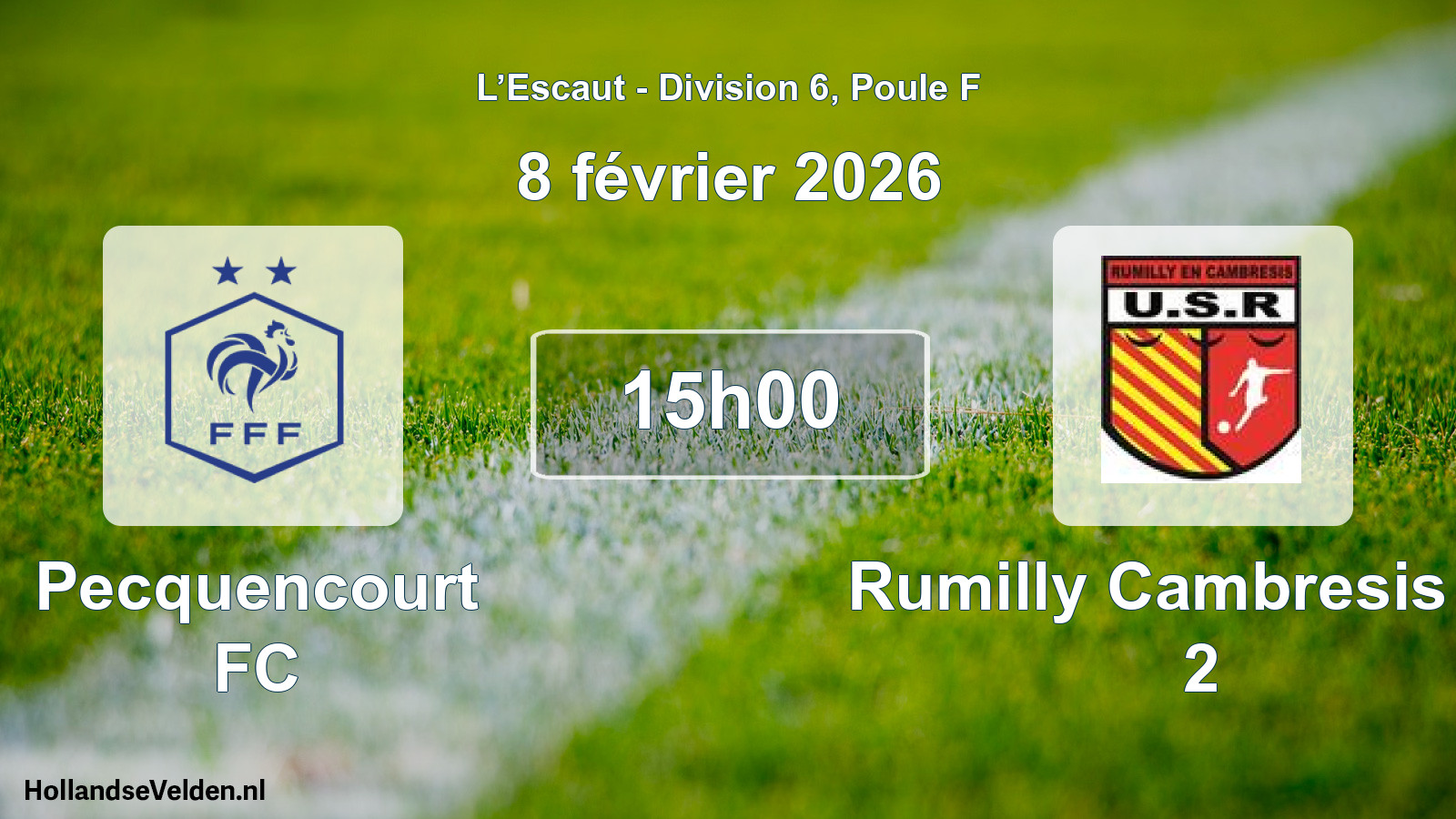 Match programmé: Pecquencourt FC - Rumilly Cambresis US 2 (8 février 2026)