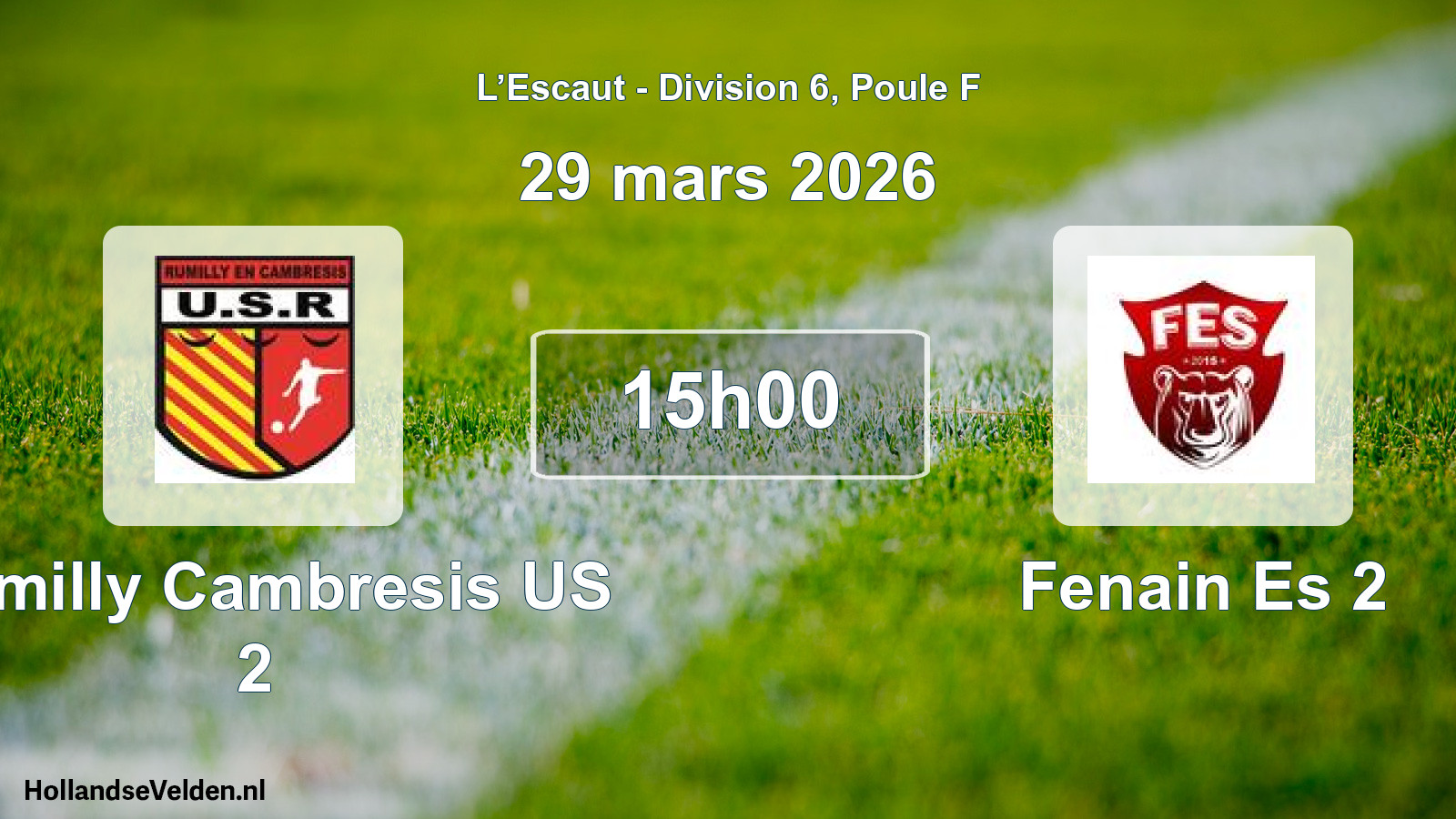 Match programmé: Rumilly Cambresis US 2 - Fenain Es 2 (29 mars 2026)