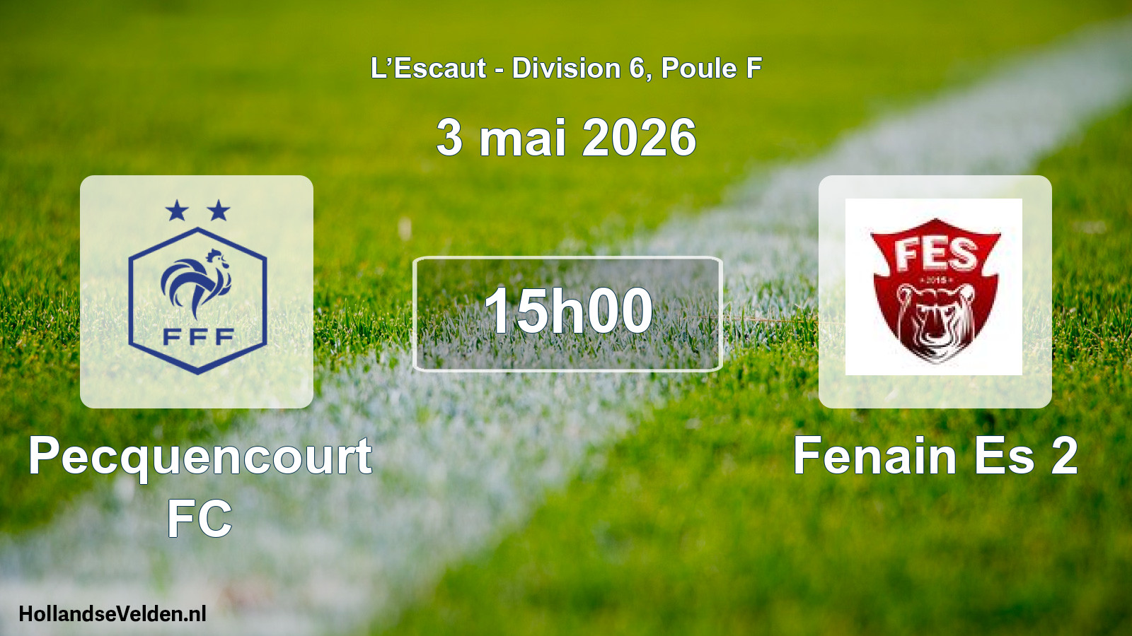 Match programmé: Pecquencourt FC - Fenain Es 2 (3 mai 2026)