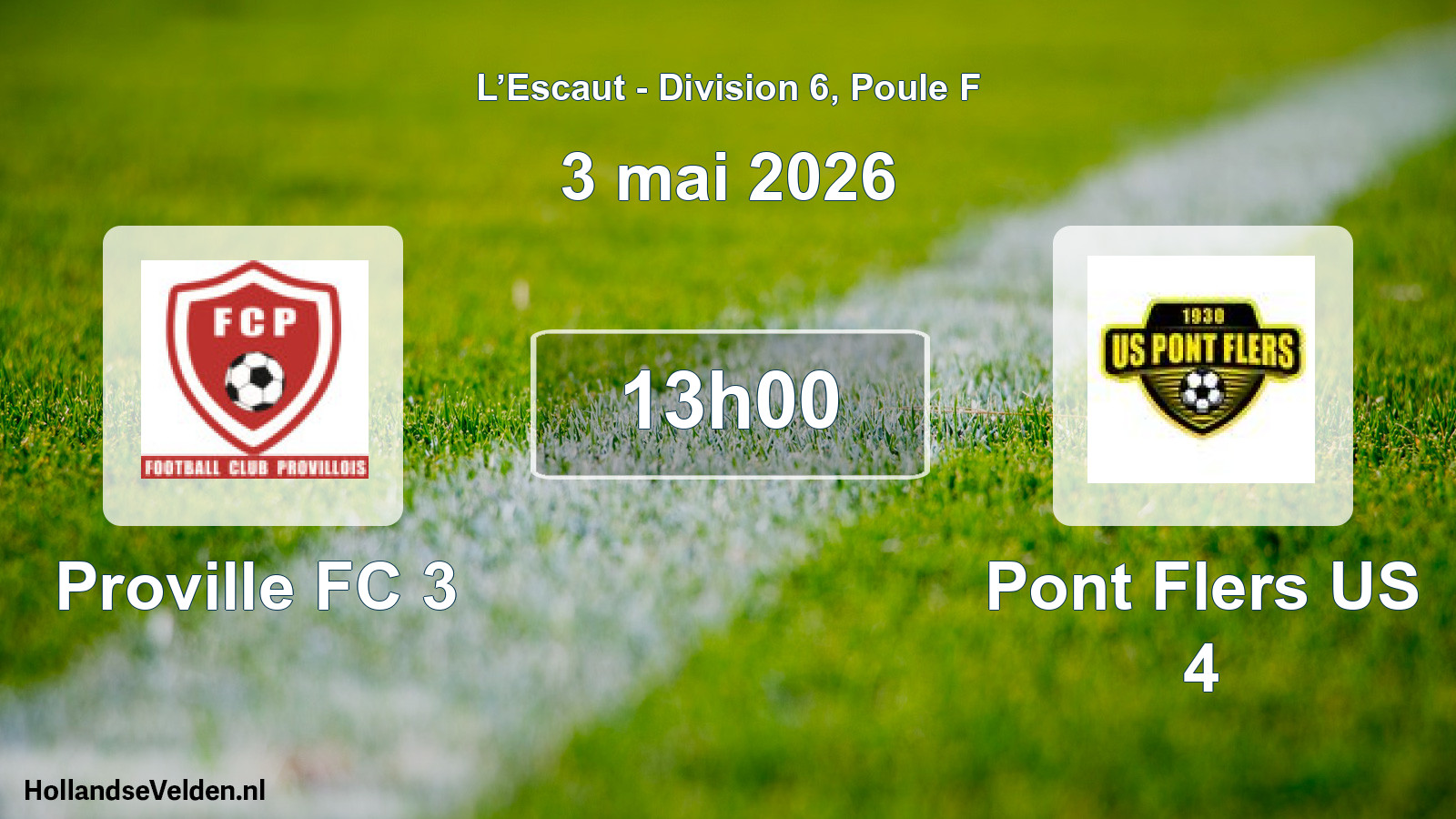 Match programmé: Proville FC 3 - Pont Flers US 4 (3 mai 2026)