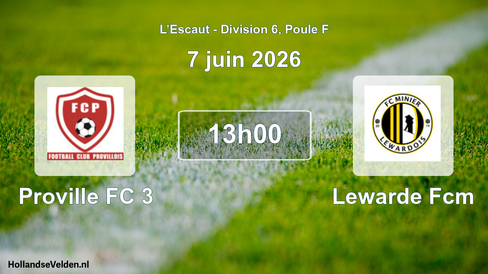 Match programmé: Proville FC 3 - Lewarde Fcm (7 juin 2026)