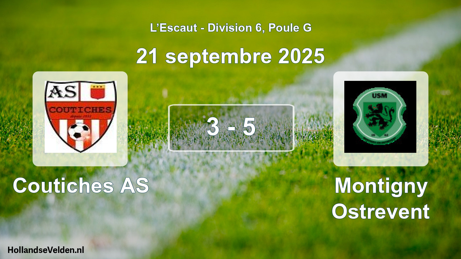 Match joué: Coutiches AS - Montigny Ostrevent 3 - 5 (21 septembre 2025)
