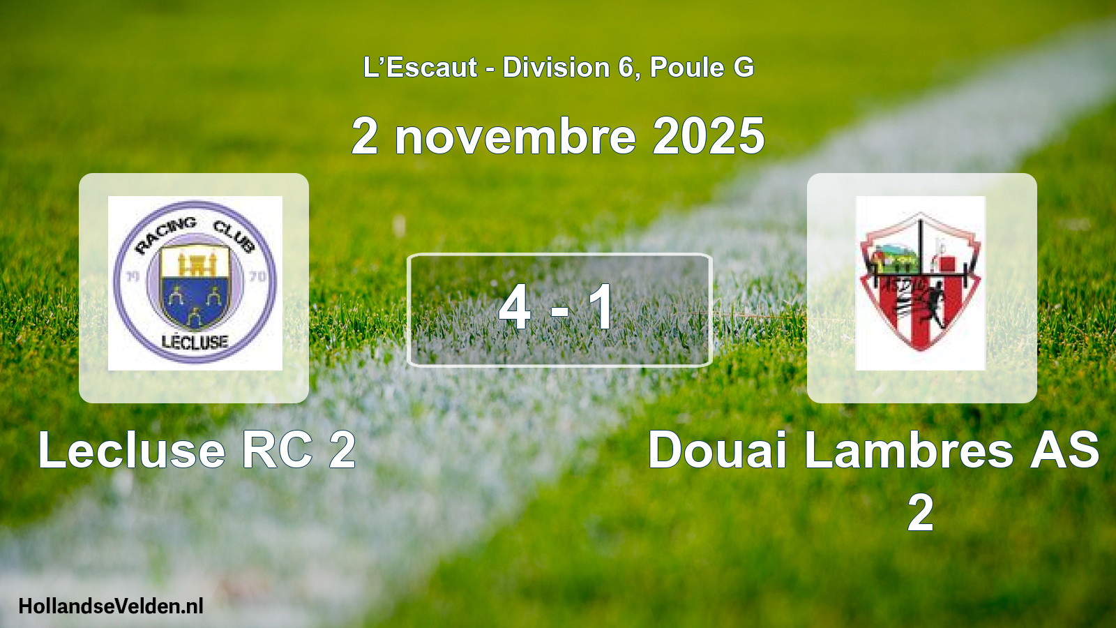 Match joué: Lecluse RC 2 - Douai Lambres AS Ch. 2 4 - 1 (2 novembre 2025)