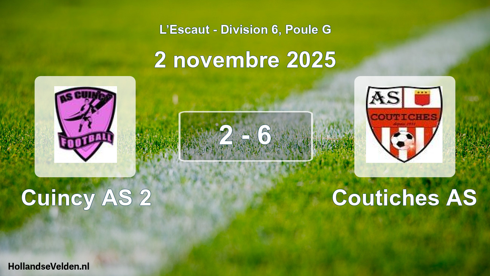 Match joué: Cuincy AS 2 - Coutiches AS 2 - 6 (2 novembre 2025)