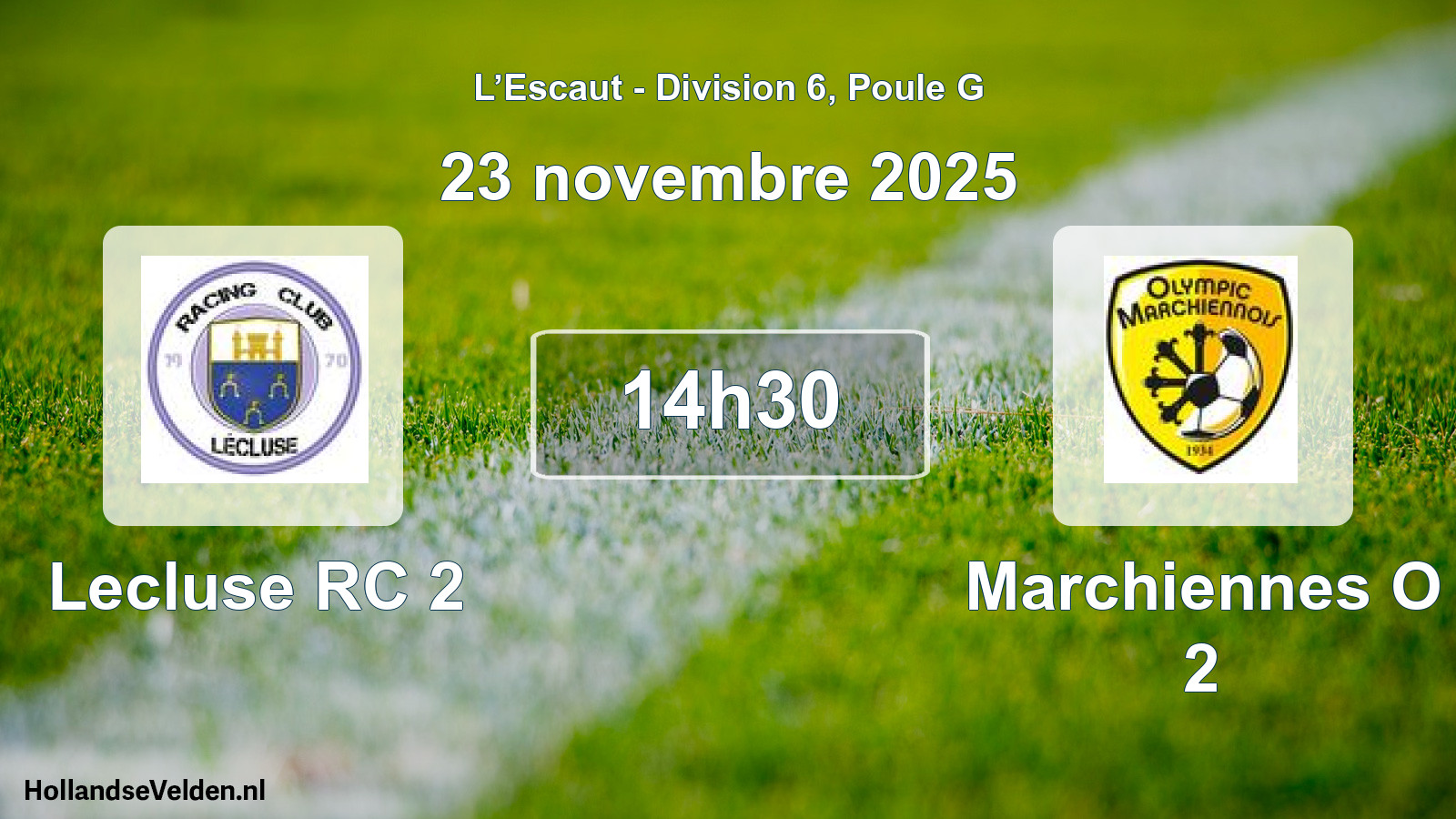 Match programmé: Lecluse RC 2 - Marchiennes O 2 (23 novembre 2025)