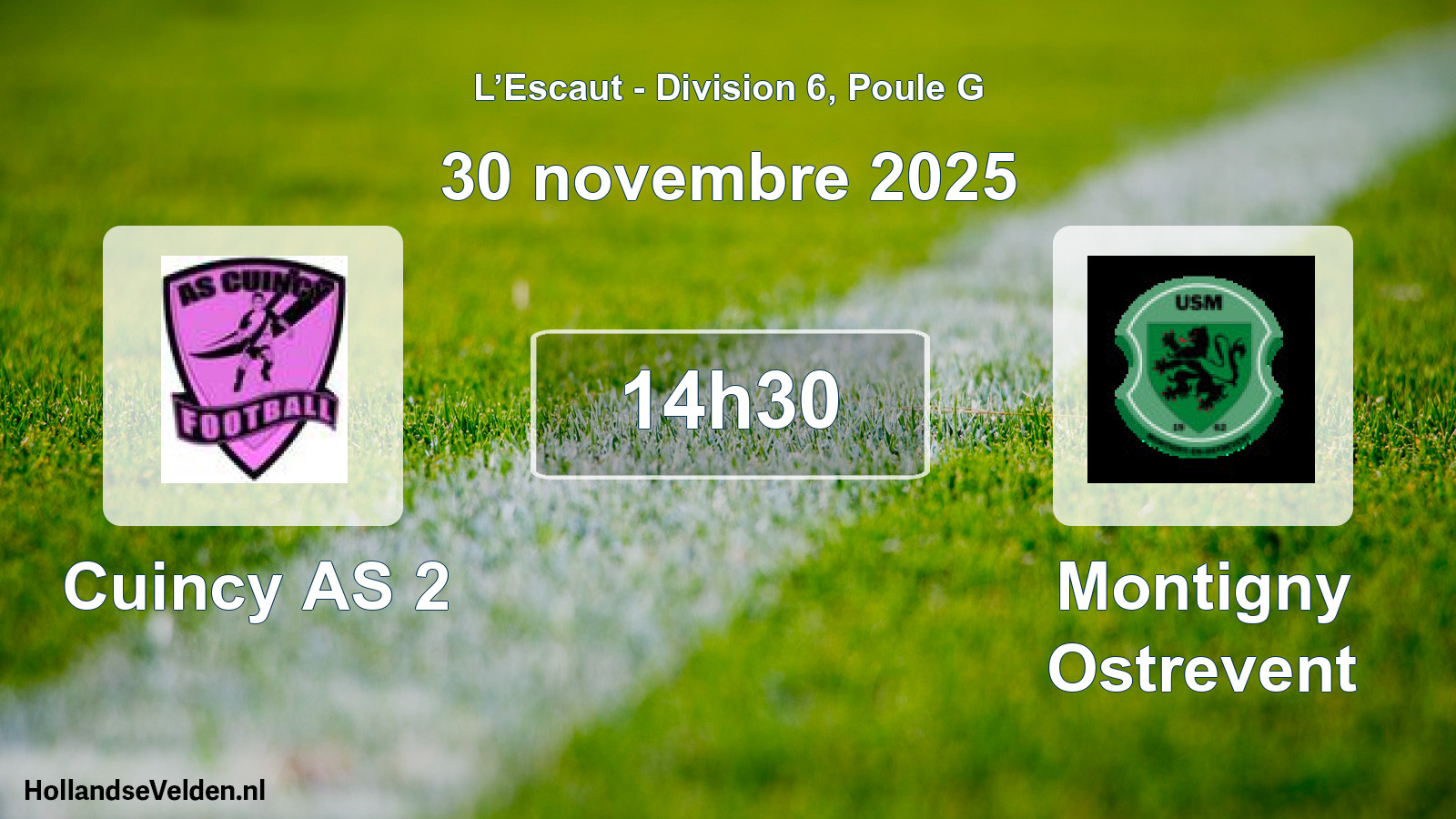 Match programmé: Cuincy AS 2 - Montigny Ostrevent (30 novembre 2025)