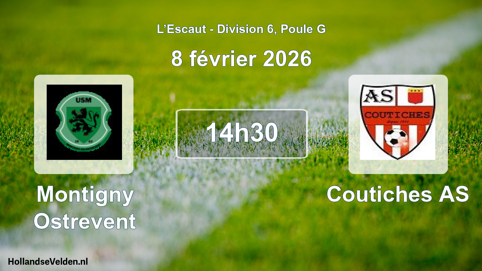 Match programmé: Montigny Ostrevent - Coutiches AS (8 février 2026)