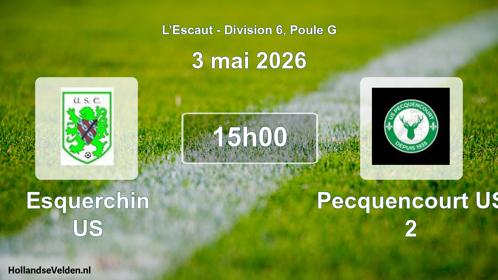 Match programmé: Esquerchin US - Pecquencourt US 2 (3 mai 2026)