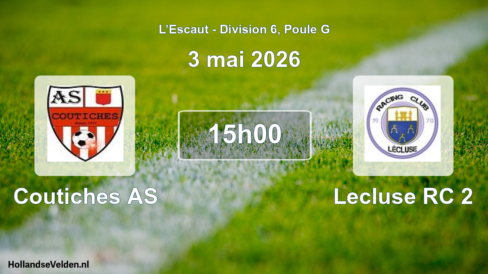 Match programmé: Coutiches AS - Lecluse RC 2 (3 mai 2026)