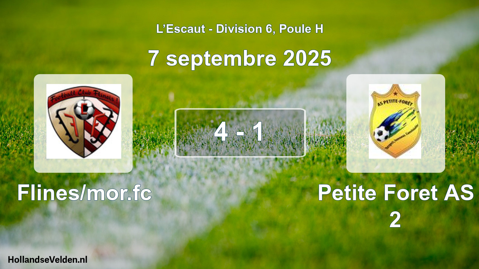 Match joué: Flines/mor.fc - Petite Foret AS 2 4 - 1 (7 septembre 2025)