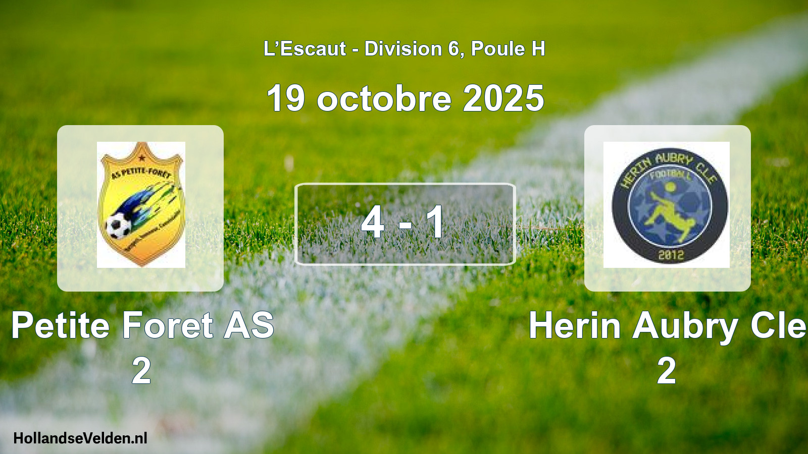 Match joué: Petite Foret AS 2 - Herin Aubry Cle 2 4 - 1 (19 octobre 2025)