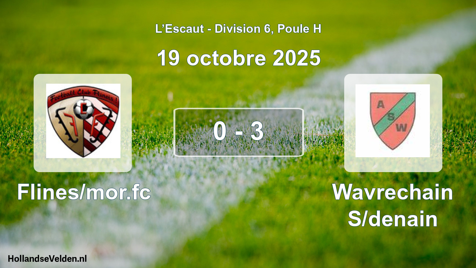 Match joué: Flines/mor.fc - Wavrechain S/denain 0 - 3 (19 octobre 2025)