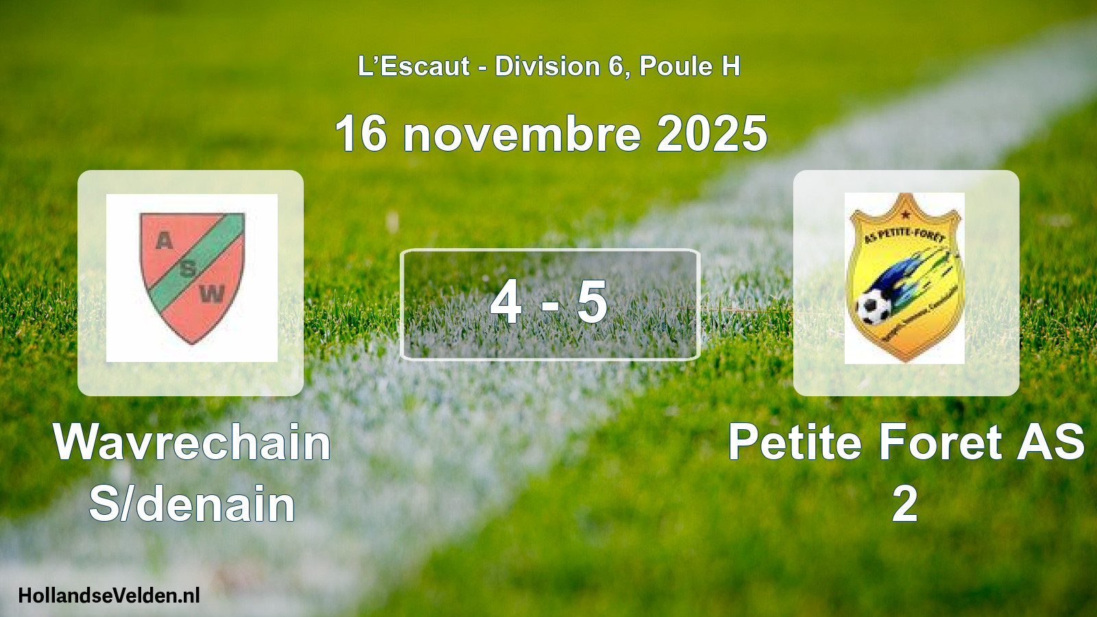 Total number of matches played: Wavrechain S/denain - Petite Foret AS 2 4 - 5 (16 November 2025)