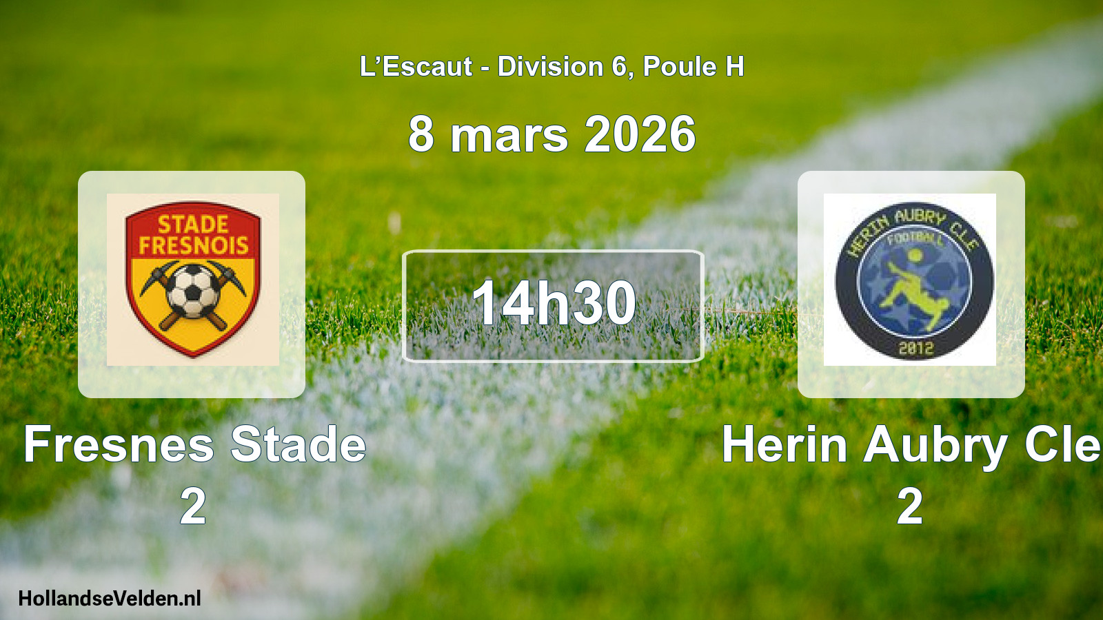 Match programmé: Fresnes Stade 2 - Herin Aubry Cle 2 (8 mars 2026)