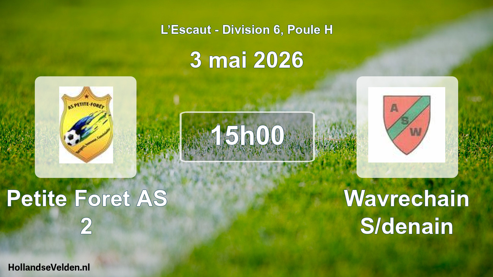 Match programmé: Petite Foret AS 2 - Wavrechain S/denain (3 mai 2026)