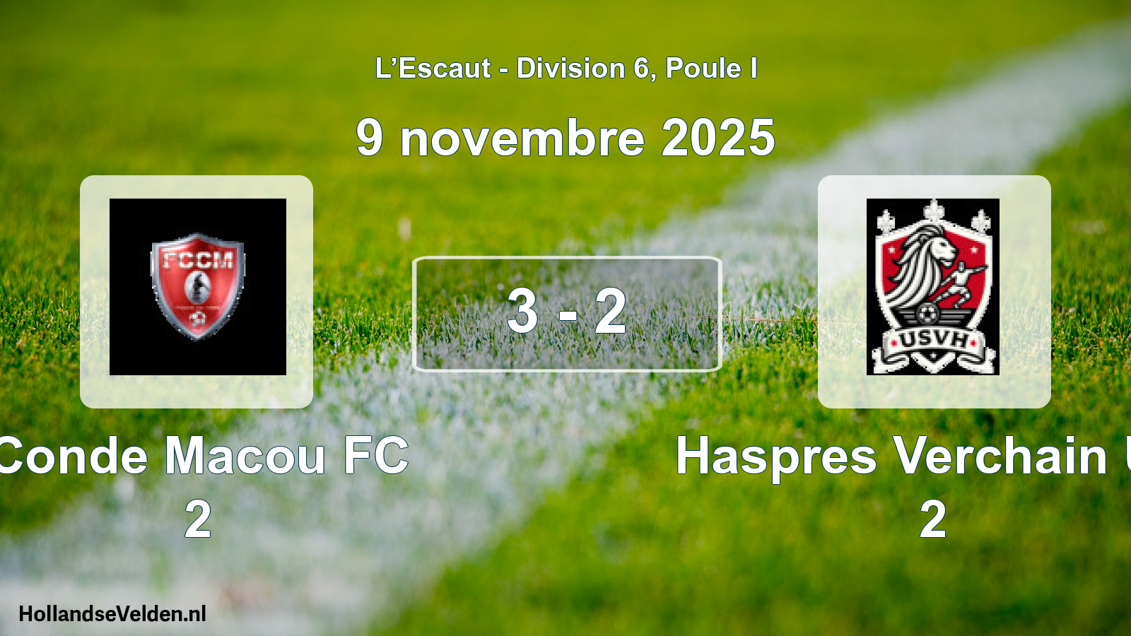 Match joué: Conde Macou FC 2 - Haspres Verchain US 2 3 - 2 (9 novembre 2025)