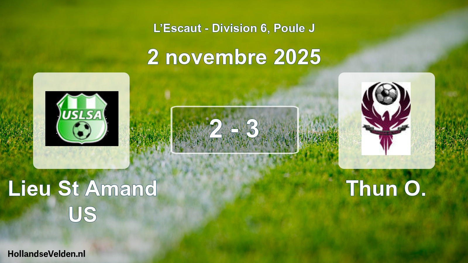 Match joué: Lieu St Amand US - Thun O. 2 - 3 (2 novembre 2025)