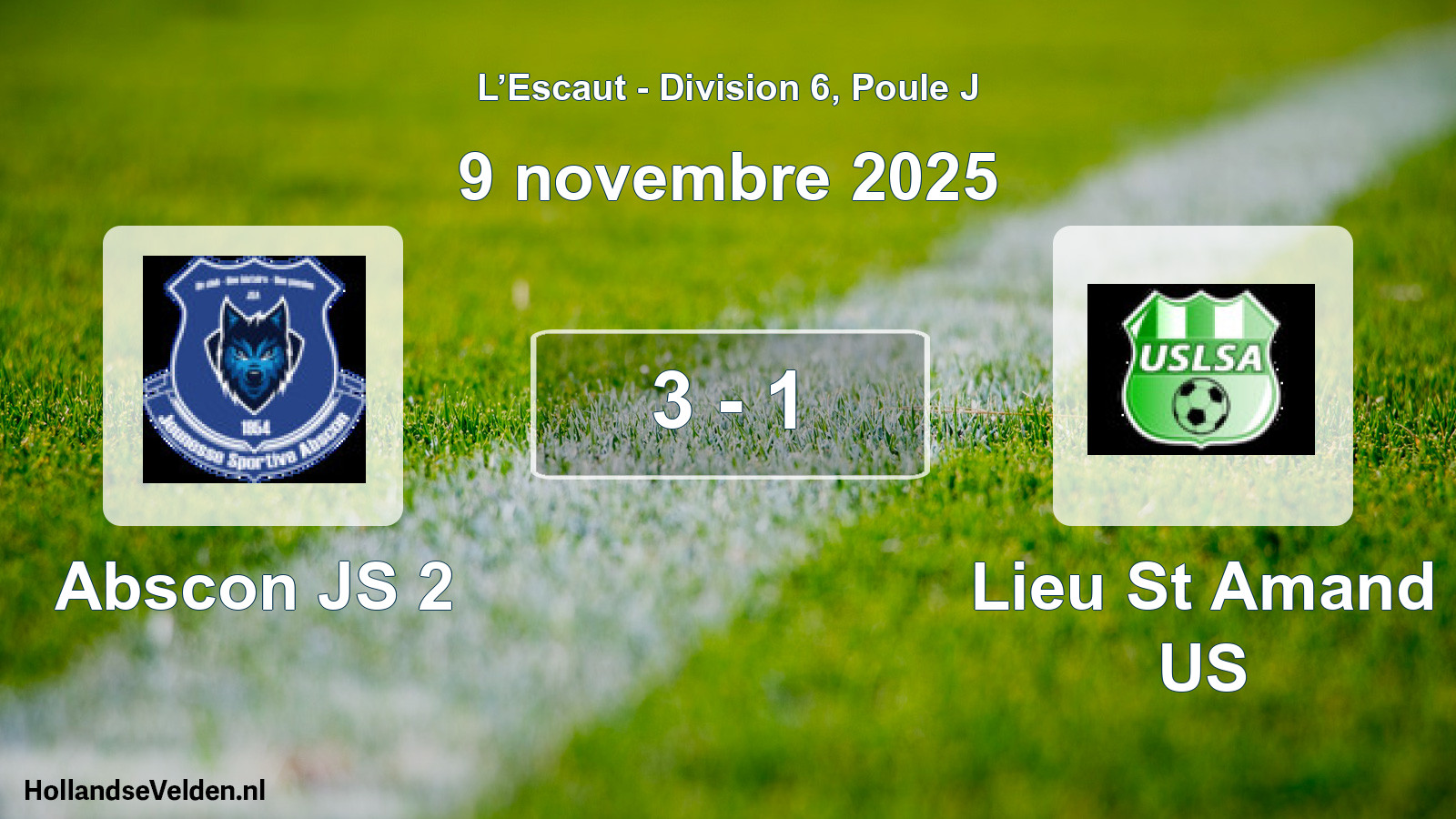 Match joué: Abscon JS 2 - Lieu St Amand US 3 - 1 (9 novembre 2025)