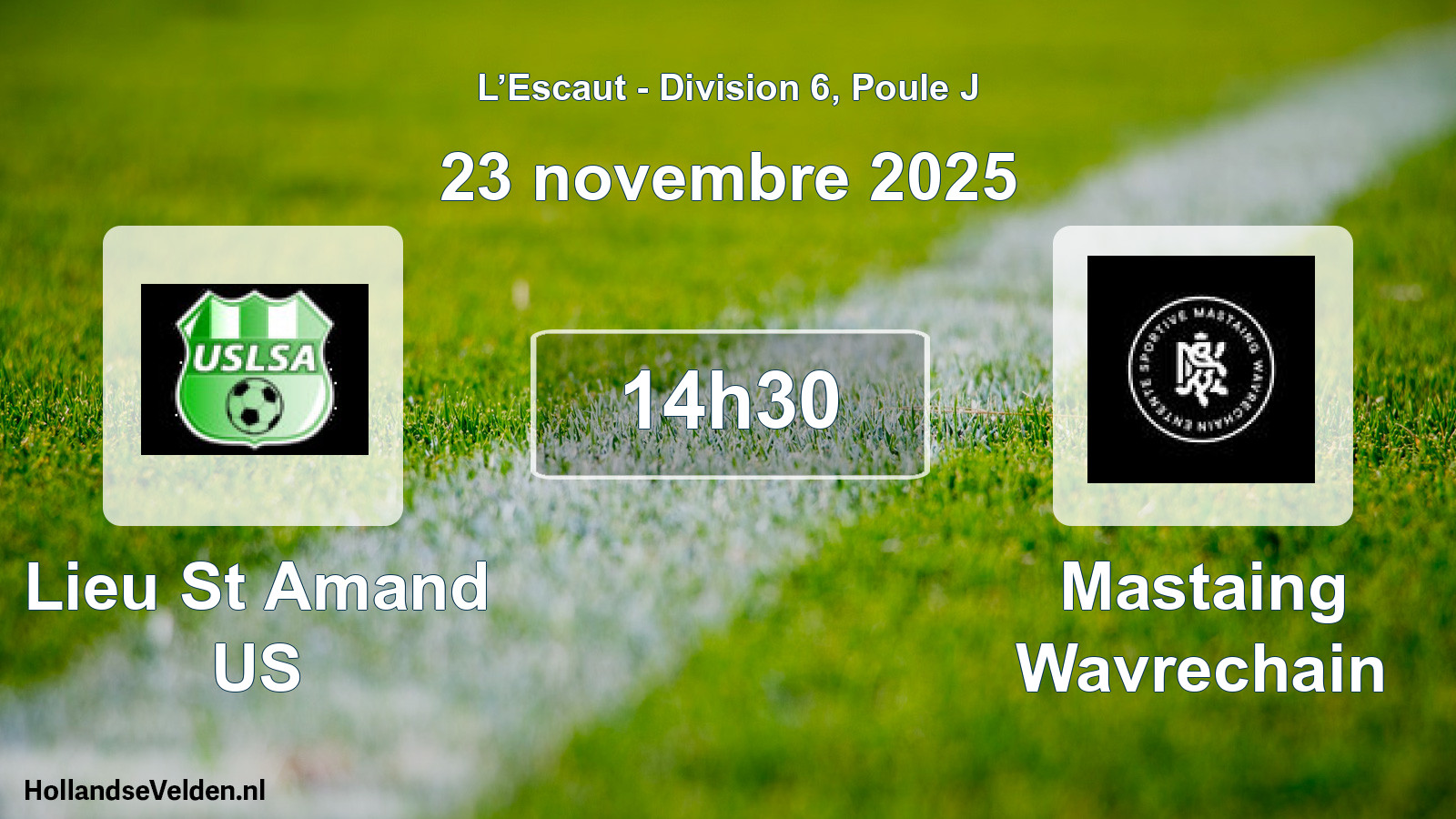 Match programmé: Lieu St Amand US - Mastaing Wavrechain (23 novembre 2025)