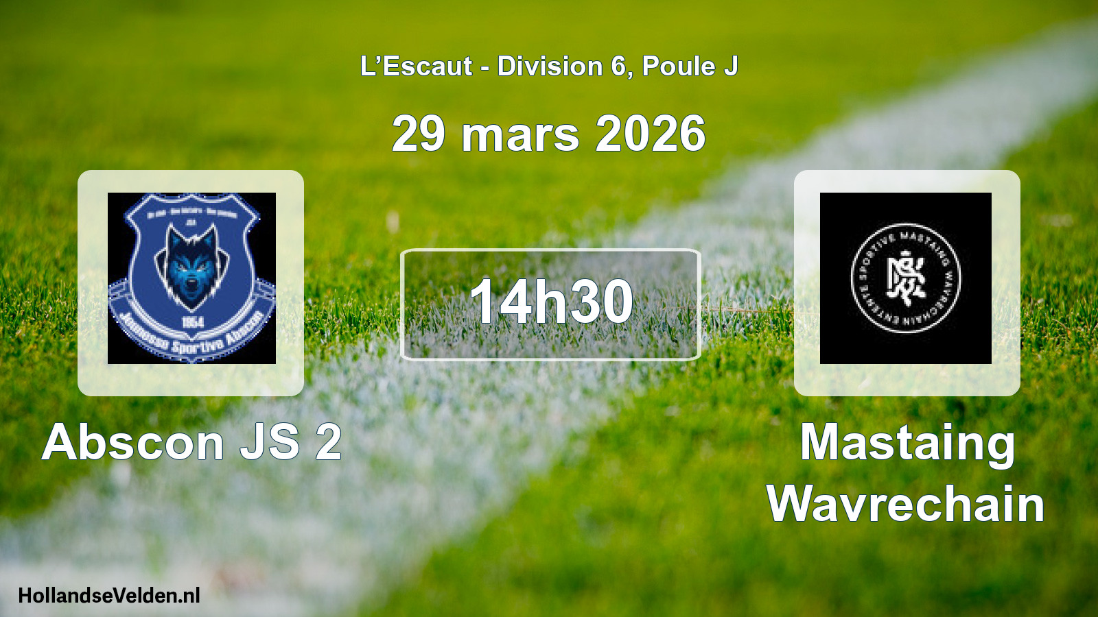 Match programmé: Abscon JS 2 - Mastaing Wavrechain (29 mars 2026)
