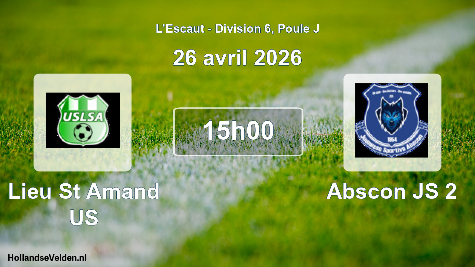 Match programmé: Lieu St Amand US - Abscon JS 2 (26 avril 2026)