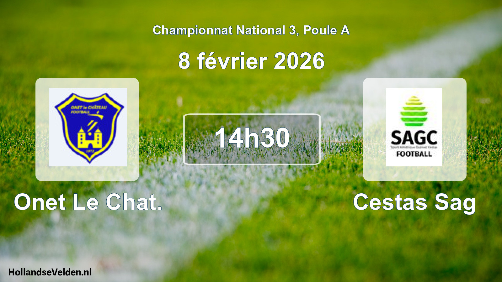 Geplande wedstrijd: Onet Le Chat. - Cestas Sag (8 février 2026)