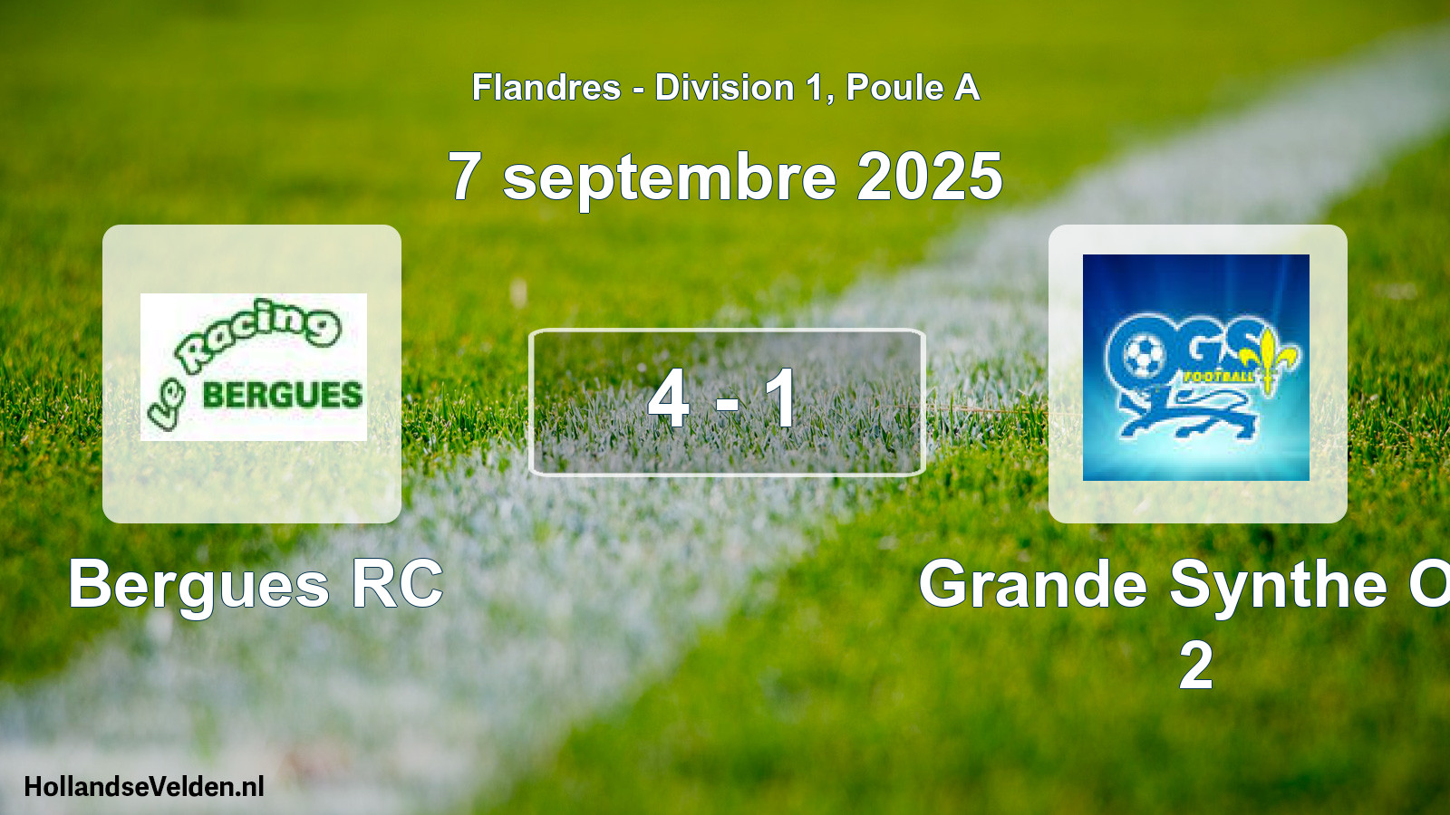 Gespeelde wedstrijd: Bergues RC - Grande Synthe O. 2 4 - 1 (7 september 2025)