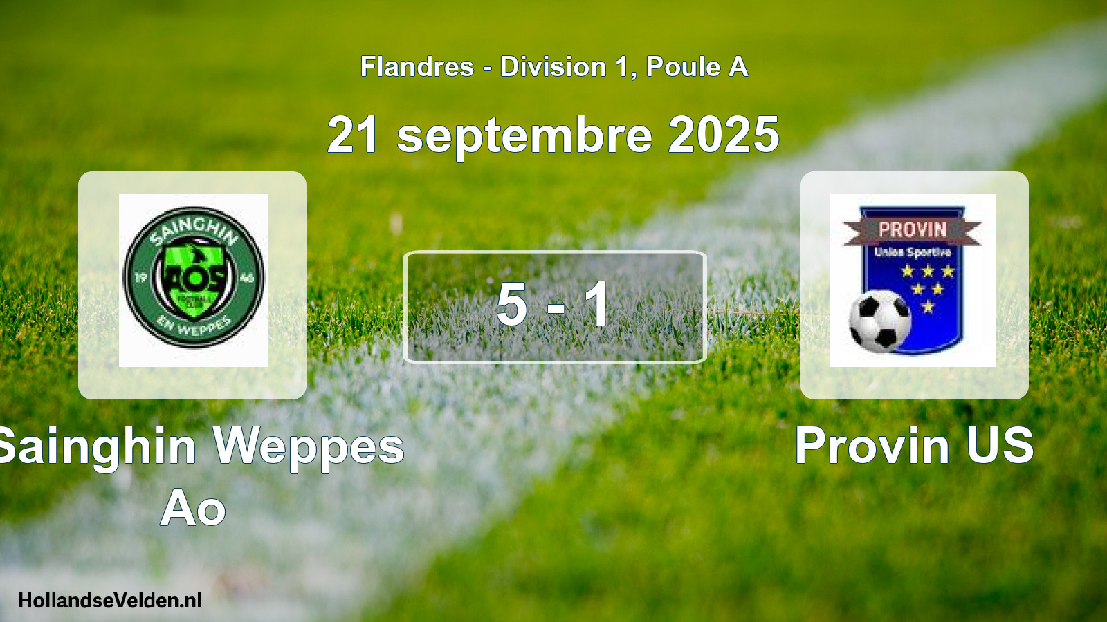 Match joué: Sainghin Weppes Ao - Provin US 5 - 1 (21 septembre 2025)