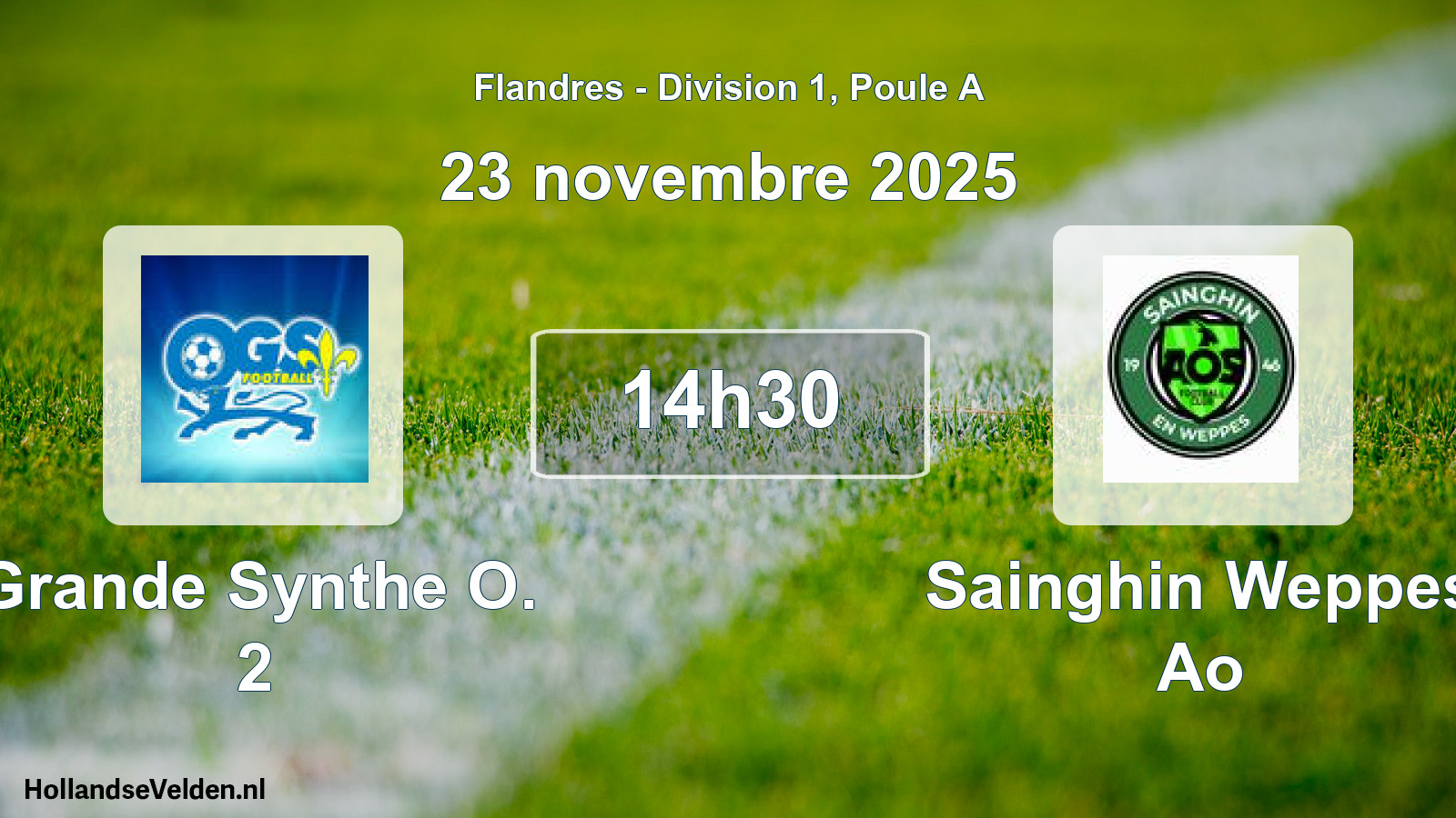 Match programmé: Grande Synthe O. 2 - Sainghin Weppes Ao (23 novembre 2025)