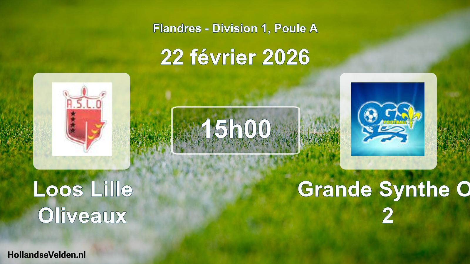 Match programmé: Loos Lille Oliveaux - Grande Synthe O. 2 (22 février 2026)